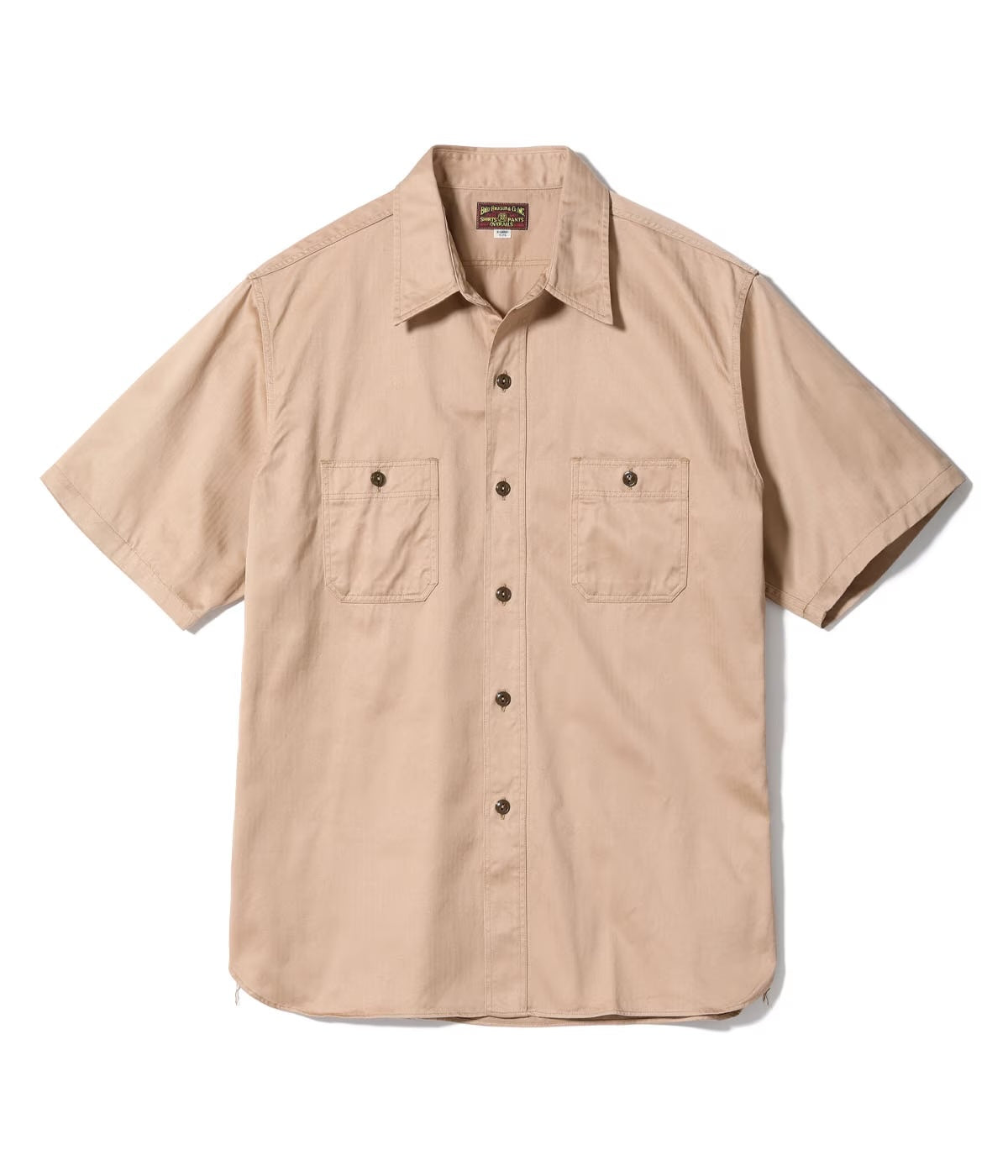 BR39530 Herringbone Short Sleeve Work Shirt Beige