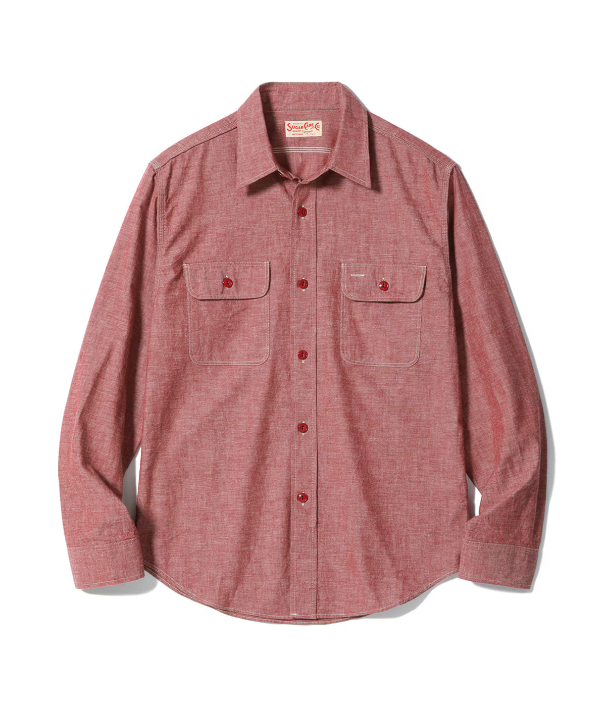 SC29682 Red Chambray Long Sleeve Work Shirt