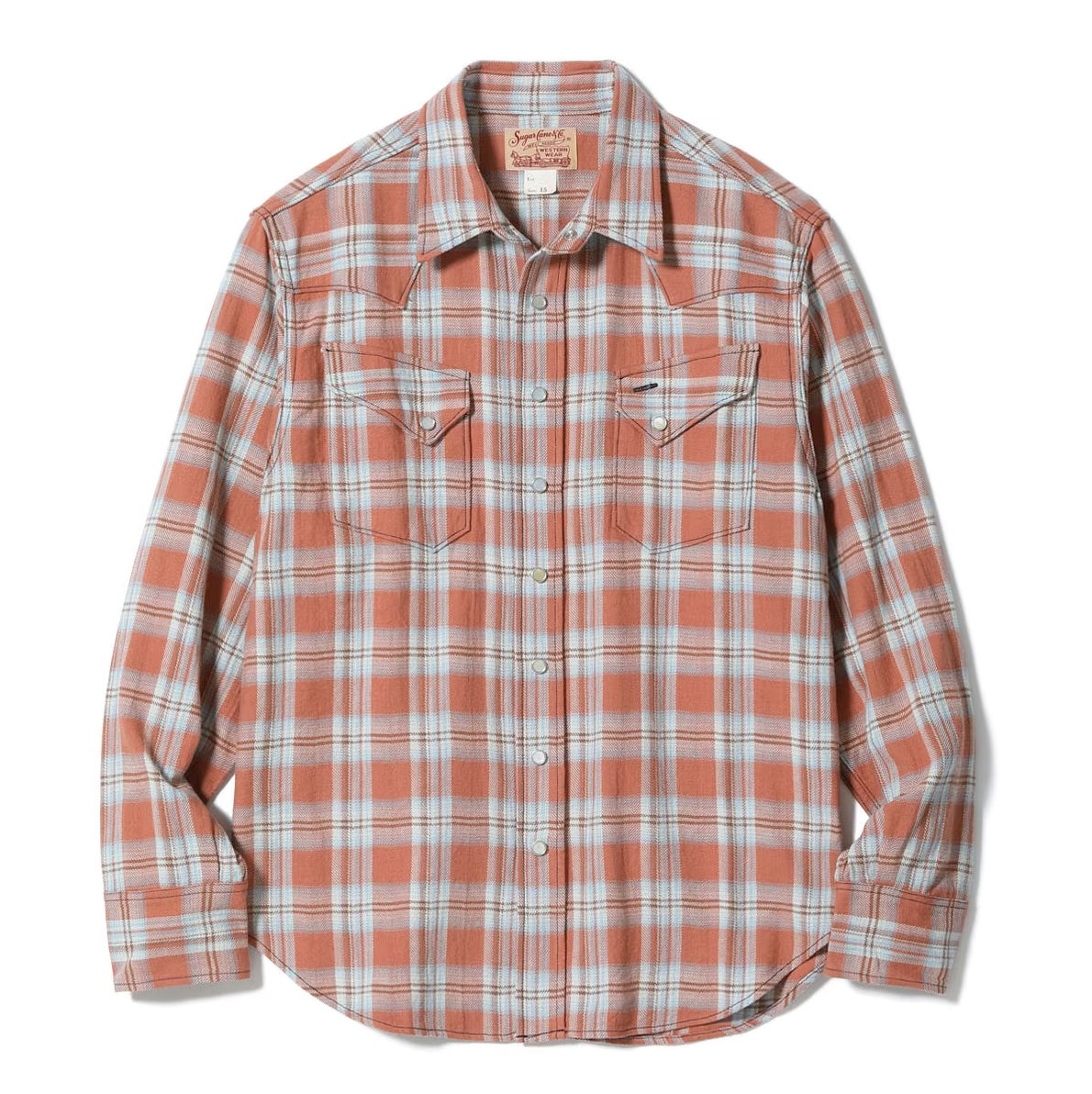 SC29687 Washed Herringbone Check Western Shirt Red