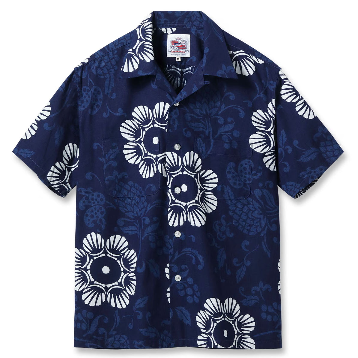 DK39642 Duke Kahanamoku Indigo Cotton Hawaiian Shirt "Duke's Paleu" Navy