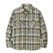 A long-sleeve plaid button-up shirt by Superdry in olive green, beige, black, and blue. The shirt features two buttoned chest pockets and is displayed flat against a white background.