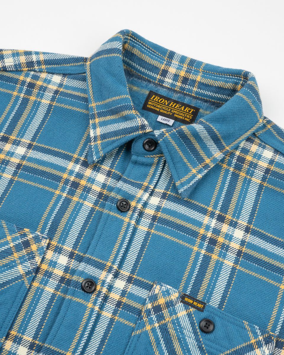 IHSH-435-BLU Ultra Heavy Flannel American Check Work Shirt Blue