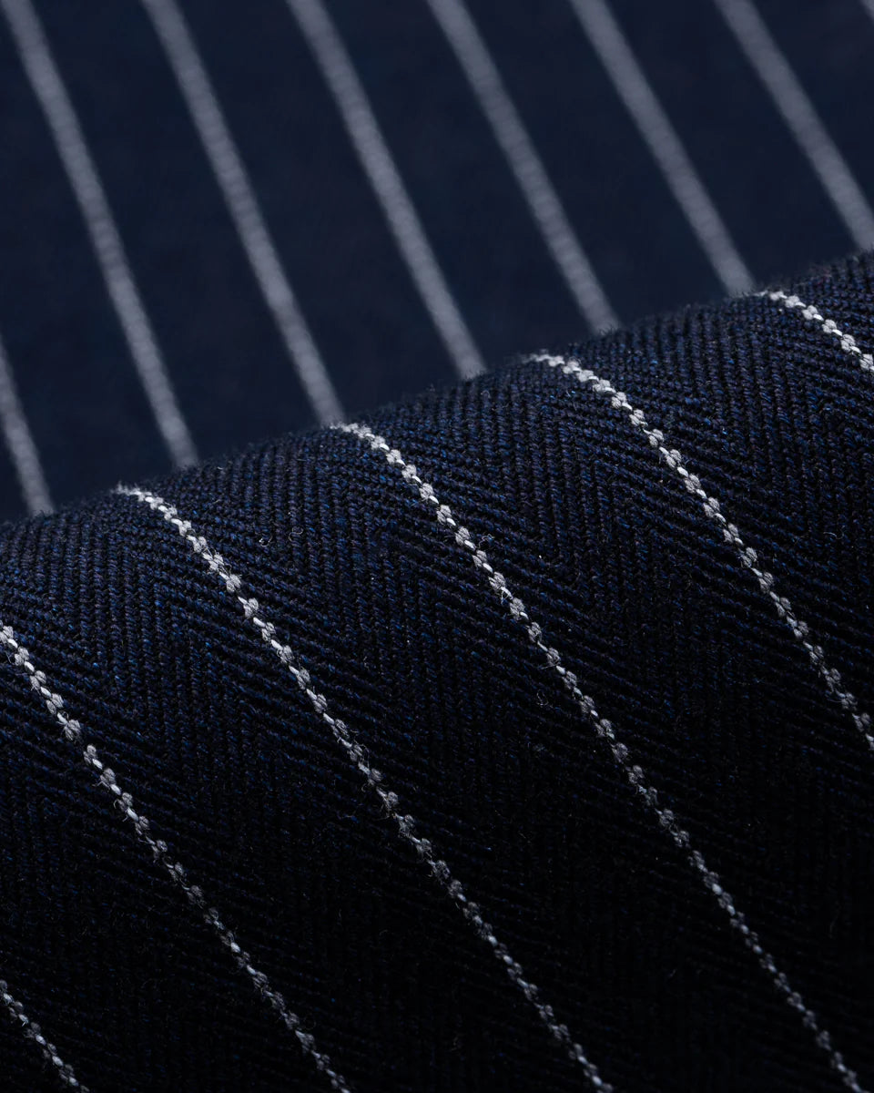 IHSH-424-IND 8.5oz Herringbone Stripe Western Shirt - Indigo