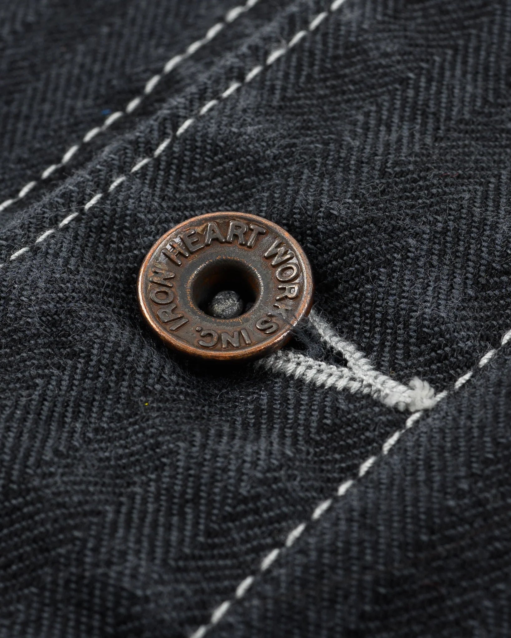 IHJ-158-BLK 10.5oz Herringbone Collarless Chore Jacket Black Overdyed Black