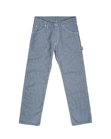Blue striped jeans on a white background