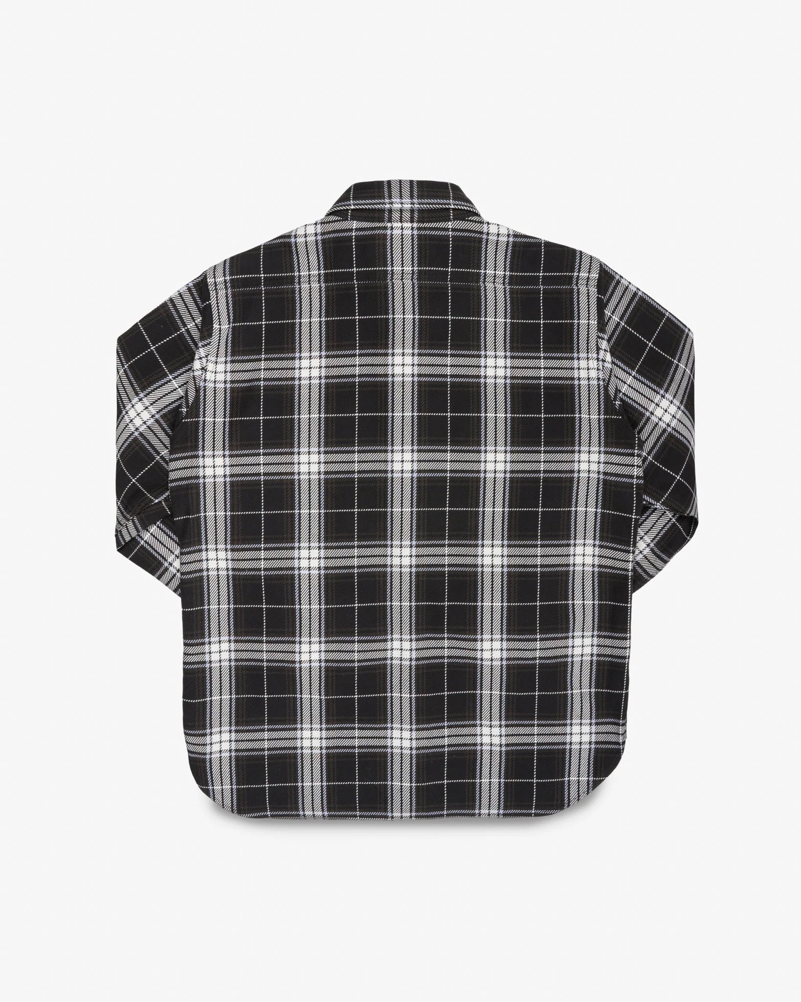 IHSH-441-BLK 9oz Selvedge Flannel Check Work Shirt - Black