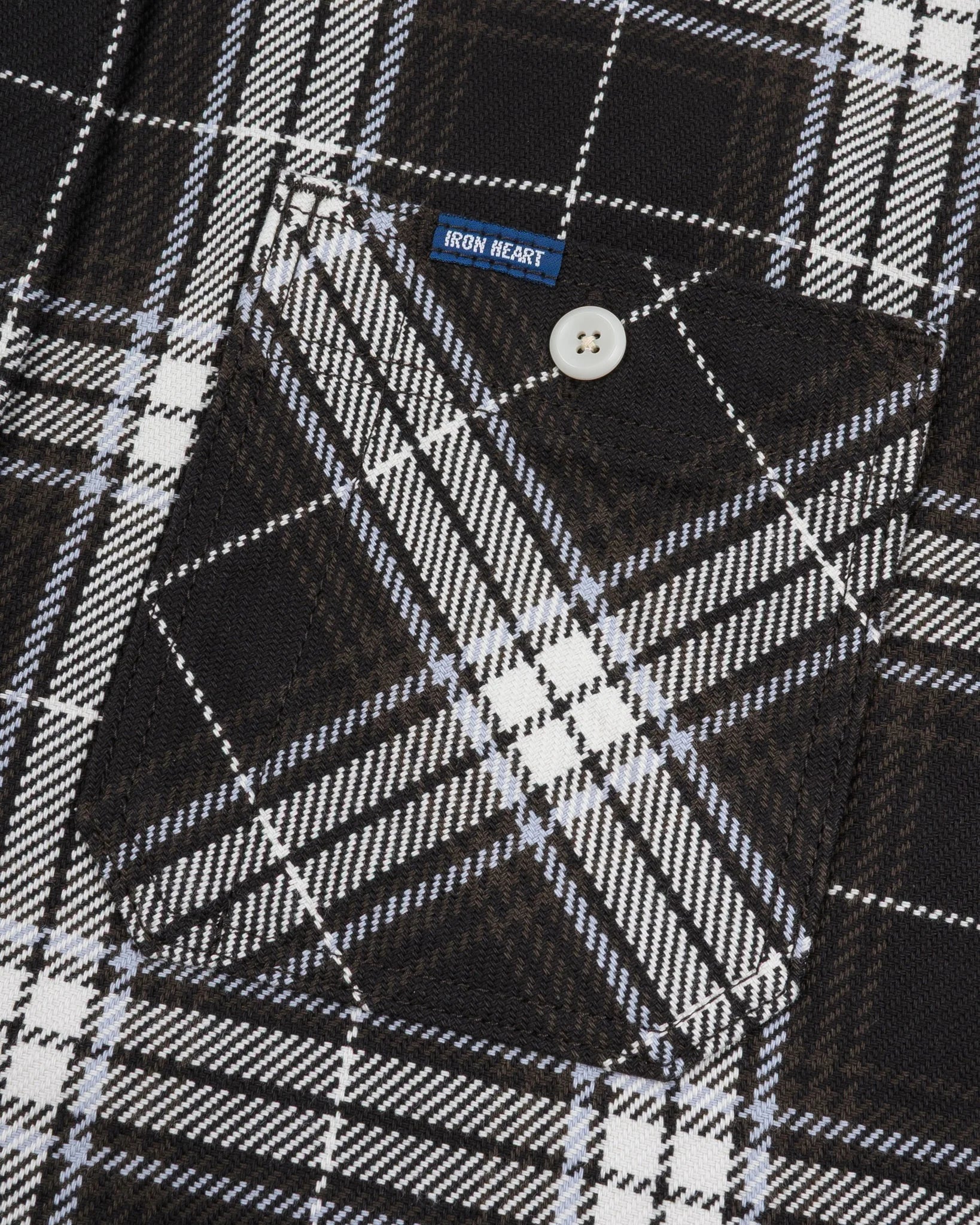 IHSH-441-BLK 9oz Selvedge Flannel Check Work Shirt - Black