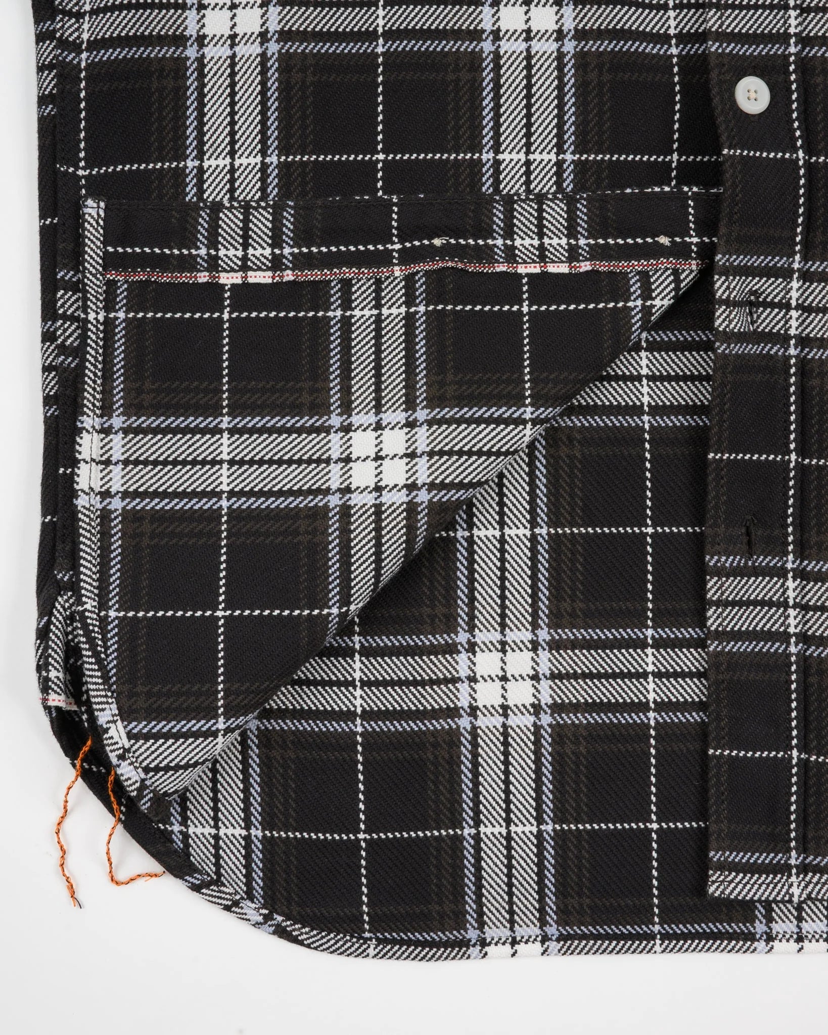 IHSH-441-BLK 9oz Selvedge Flannel Check Work Shirt - Black