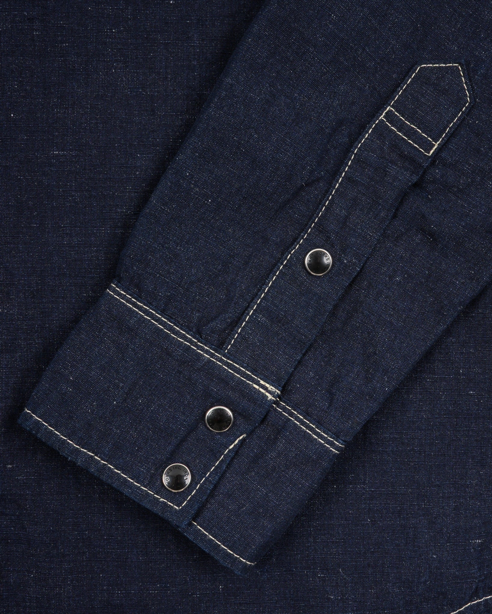 IHSH-444-IND 7oz Cotton Linen Chambray Western Shirt - Indigo