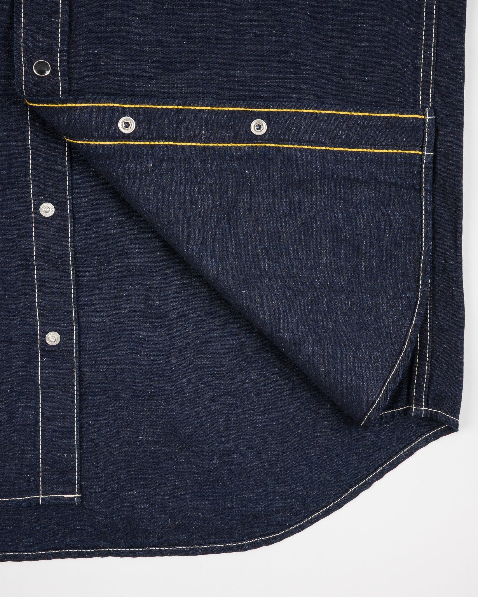 IHSH-444-IND 7oz Cotton Linen Chambray Western Shirt - Indigo