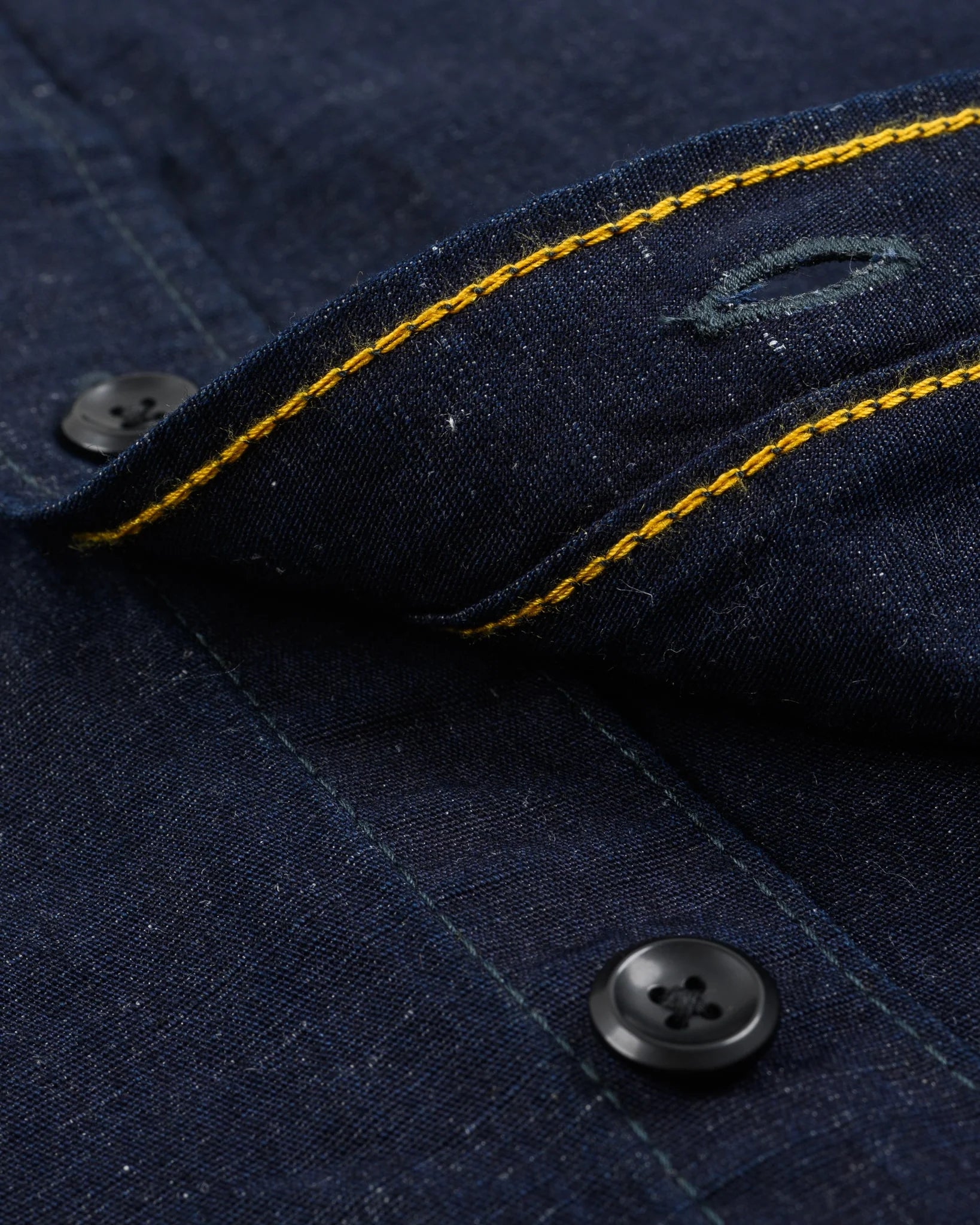 IHSH-443-IND 7oz Cotton Linen Chambray Work Shirt Indigo