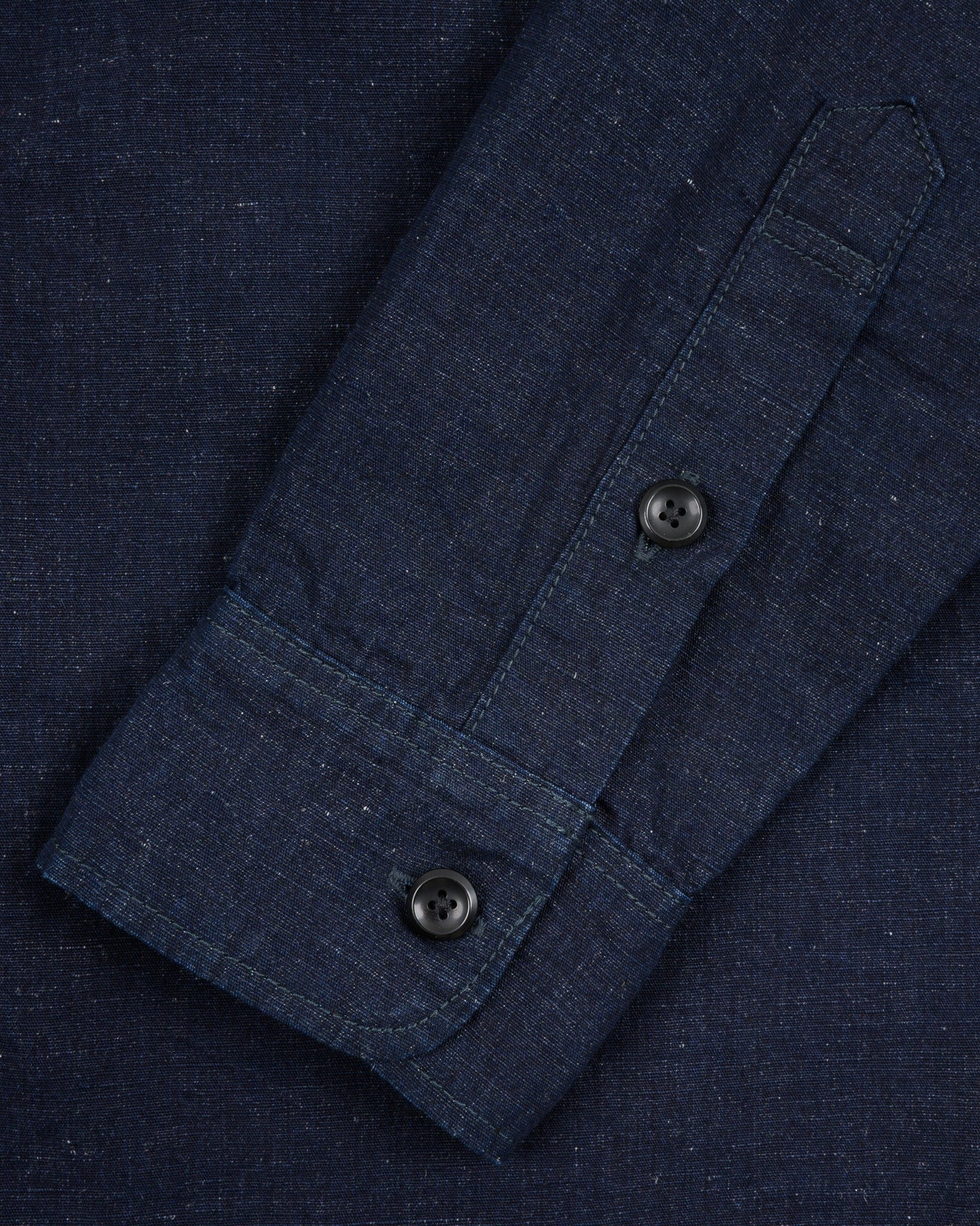 IHSH-443-IND 7oz Cotton Linen Chambray Work Shirt Indigo