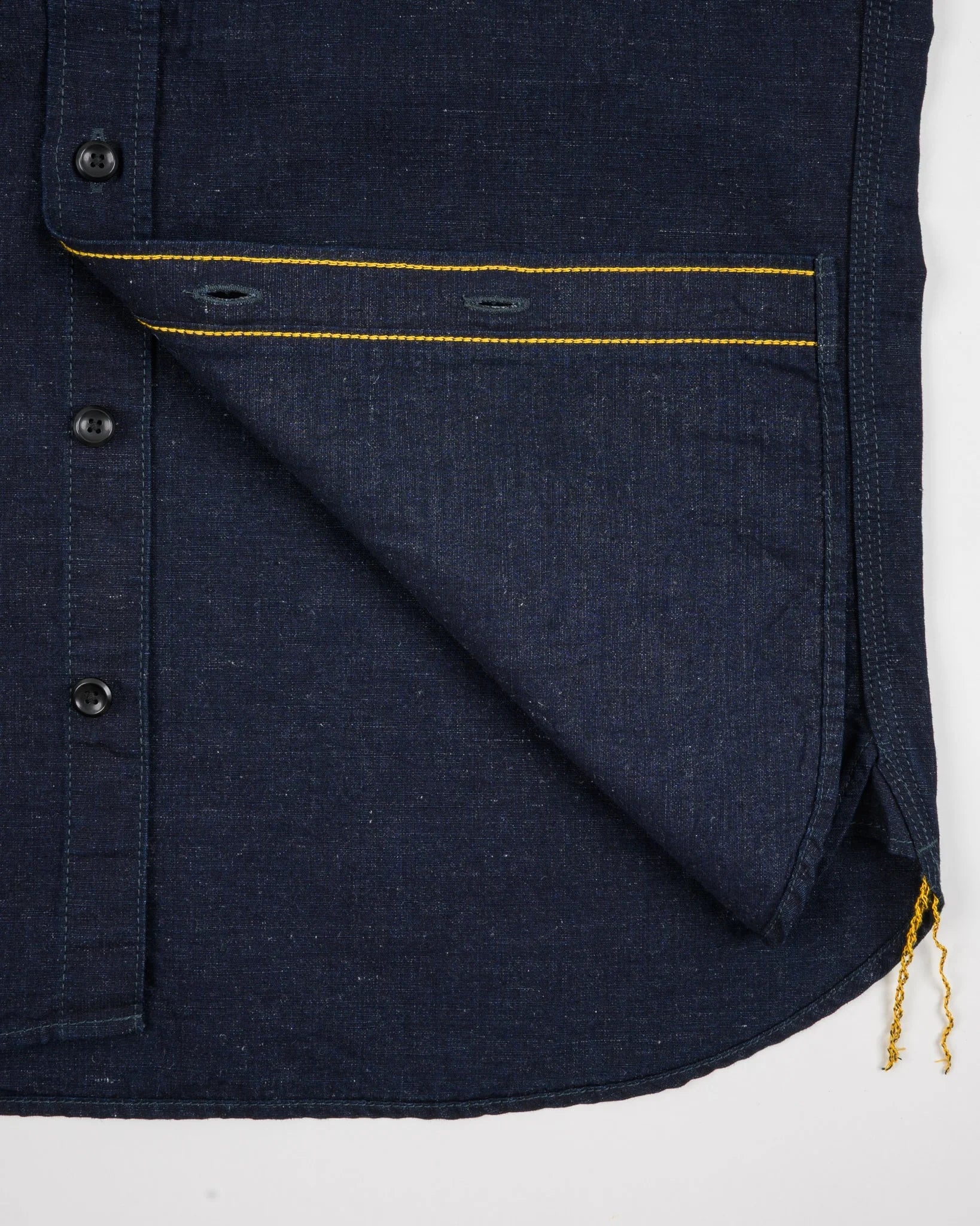 IHSH-443-IND 7oz Cotton Linen Chambray Work Shirt Indigo