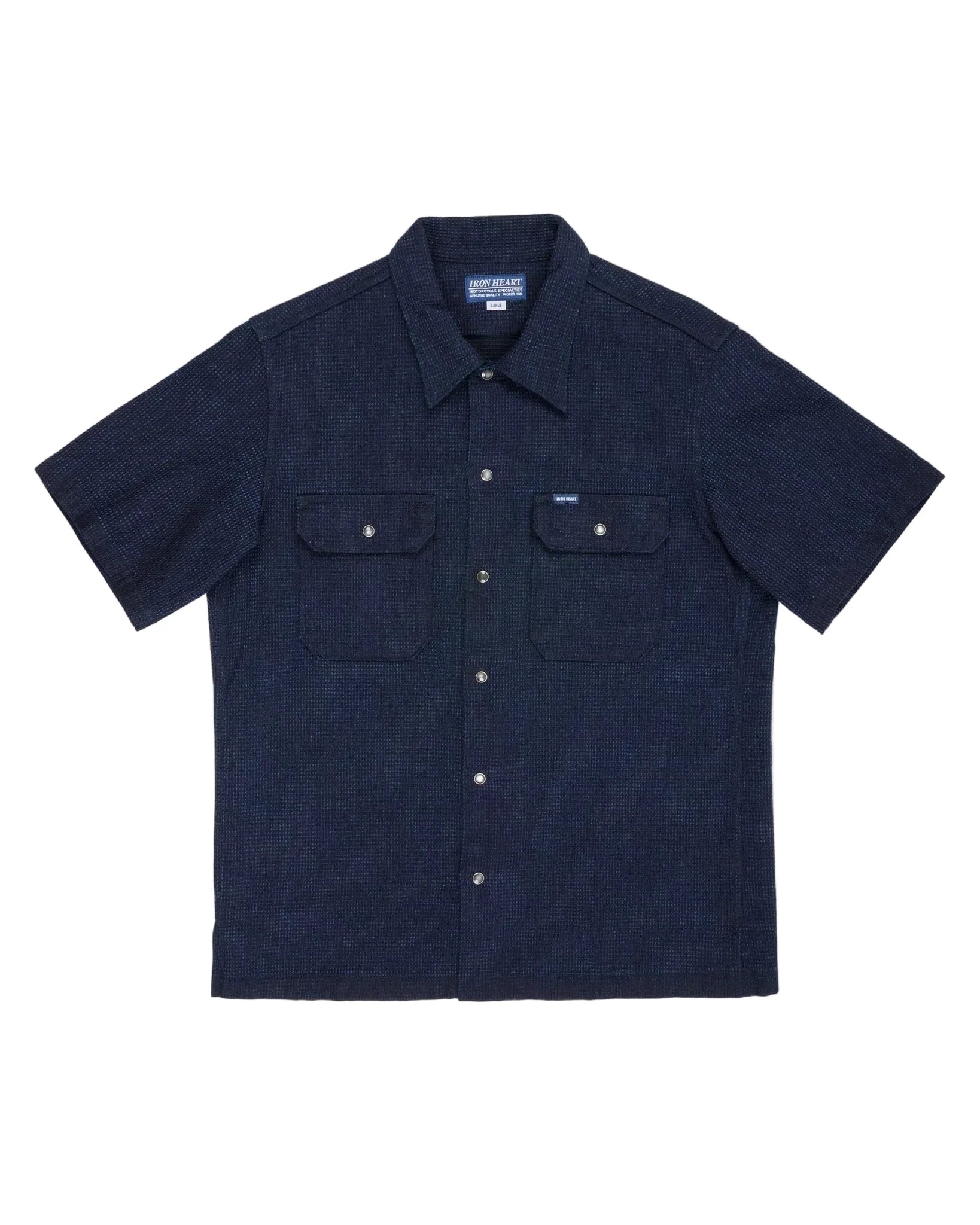 IHSH-445-IND 10oz Dobby Cloth Short Sleeve Mechanic Shirt Indigo