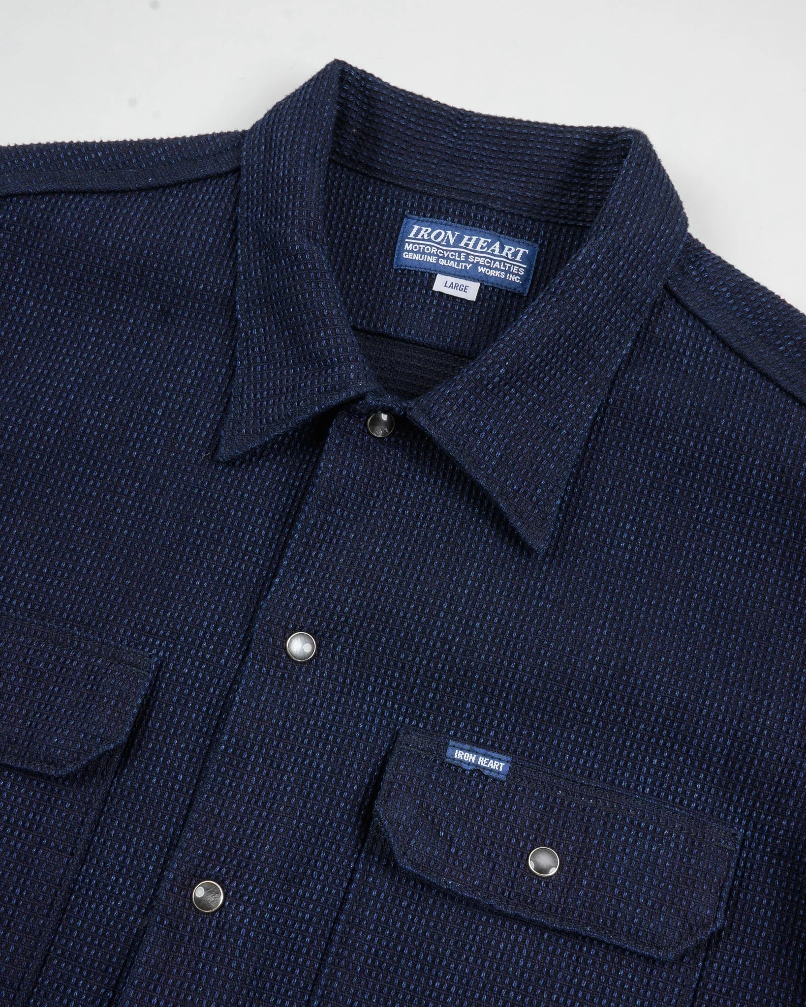 IHSH-445-IND 10oz Dobby Cloth Short Sleeve Mechanic Shirt Indigo