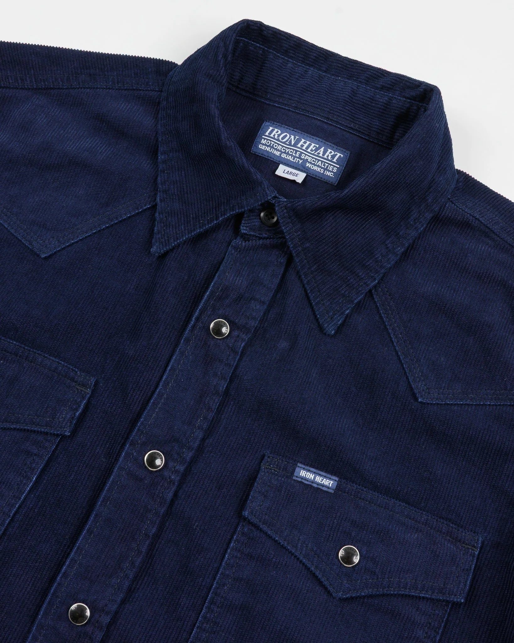 IHSH-438-IND 7.5oz Selvedge Corduroy Western Shirt - Indigo
