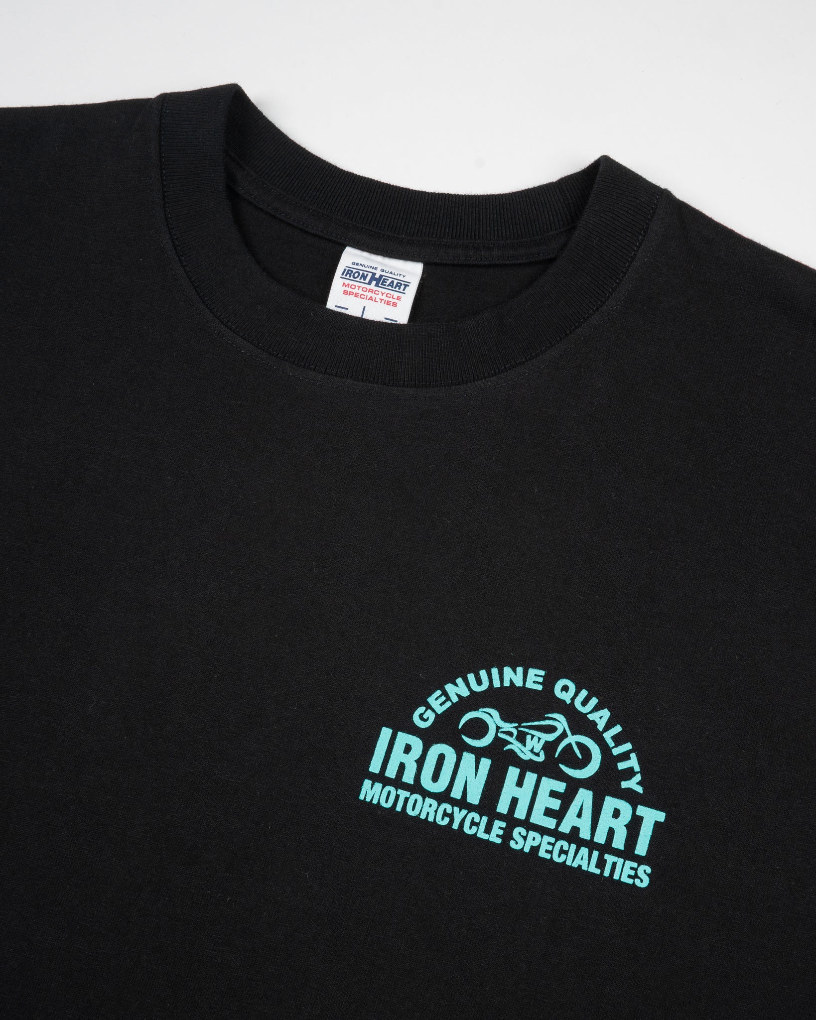 IHT-2504-BLK 7.5oz Printed Loopwheel Crew Neck T-Shirt - Black