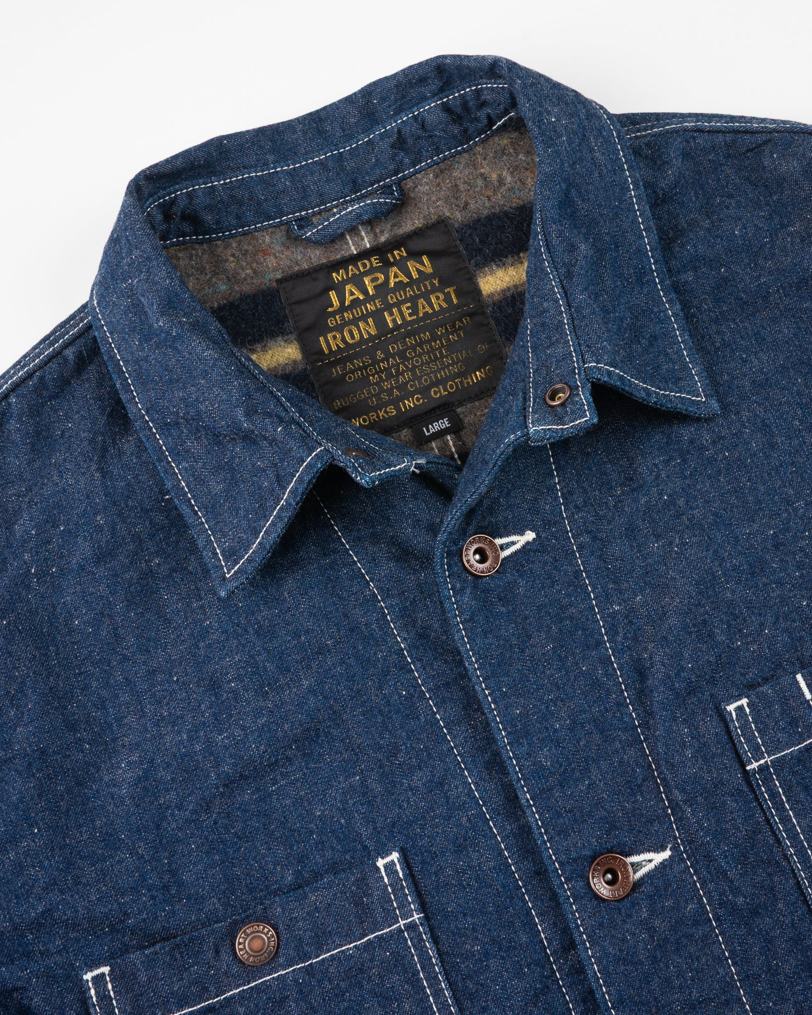 IHJ-149-IND 10oz Selvedge Denim Blanket Lined Chore Jacket Indigo