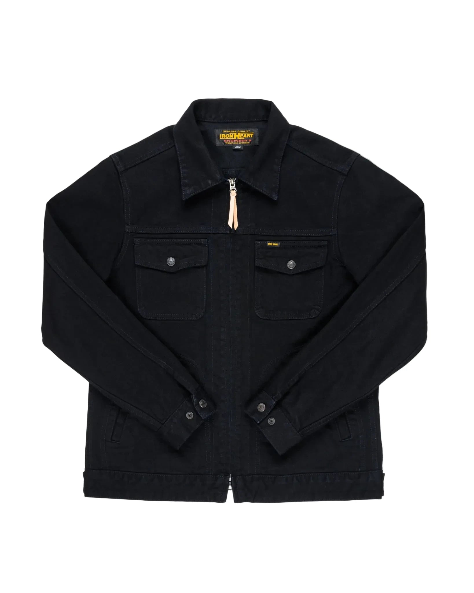 Black jacket with brand logo on a white background
