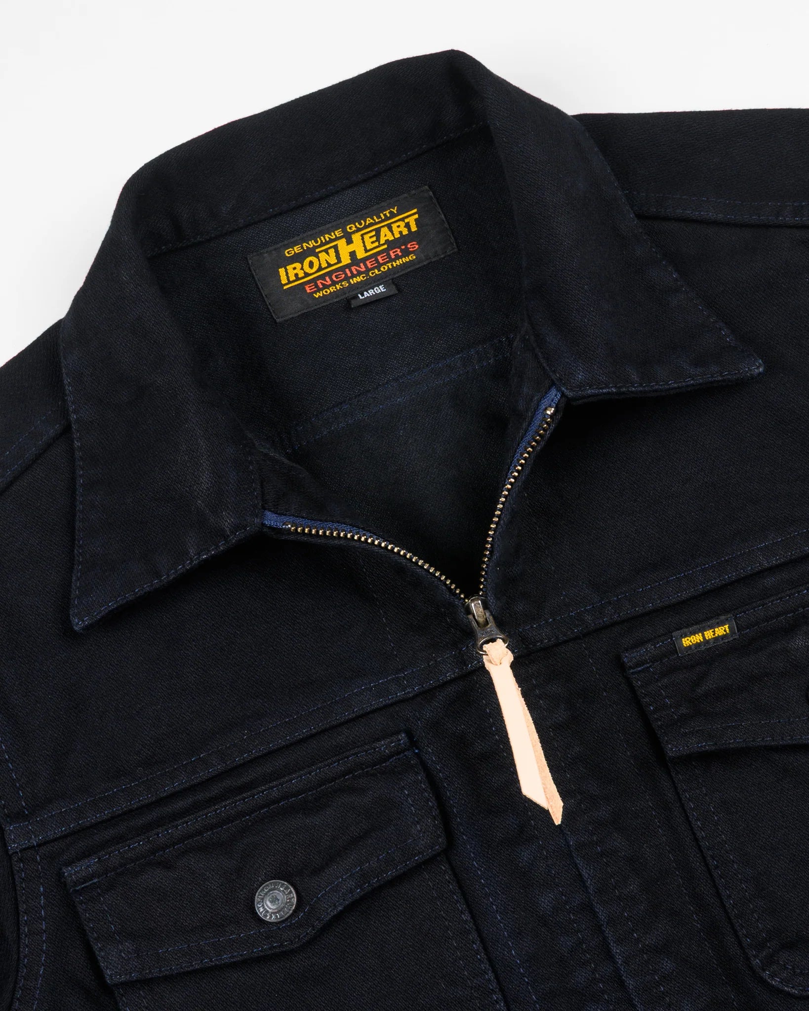 IHJ-123-OD 14oz Broken Twill Selvedge Denim Work Jacket Indigo Overdyed Black