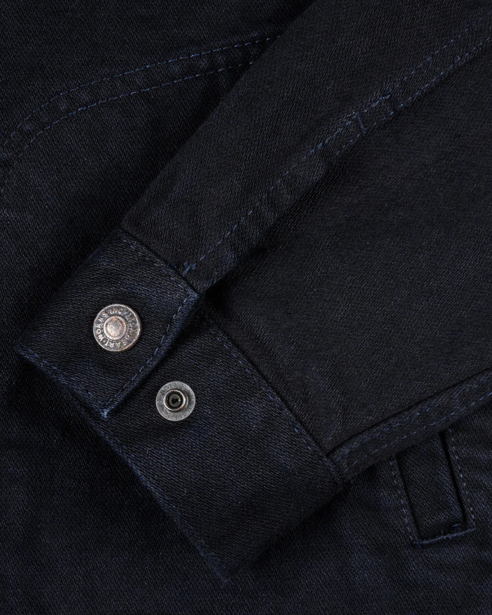 IHJ-123-OD 14oz Broken Twill Selvedge Denim Work Jacket Indigo Overdyed Black