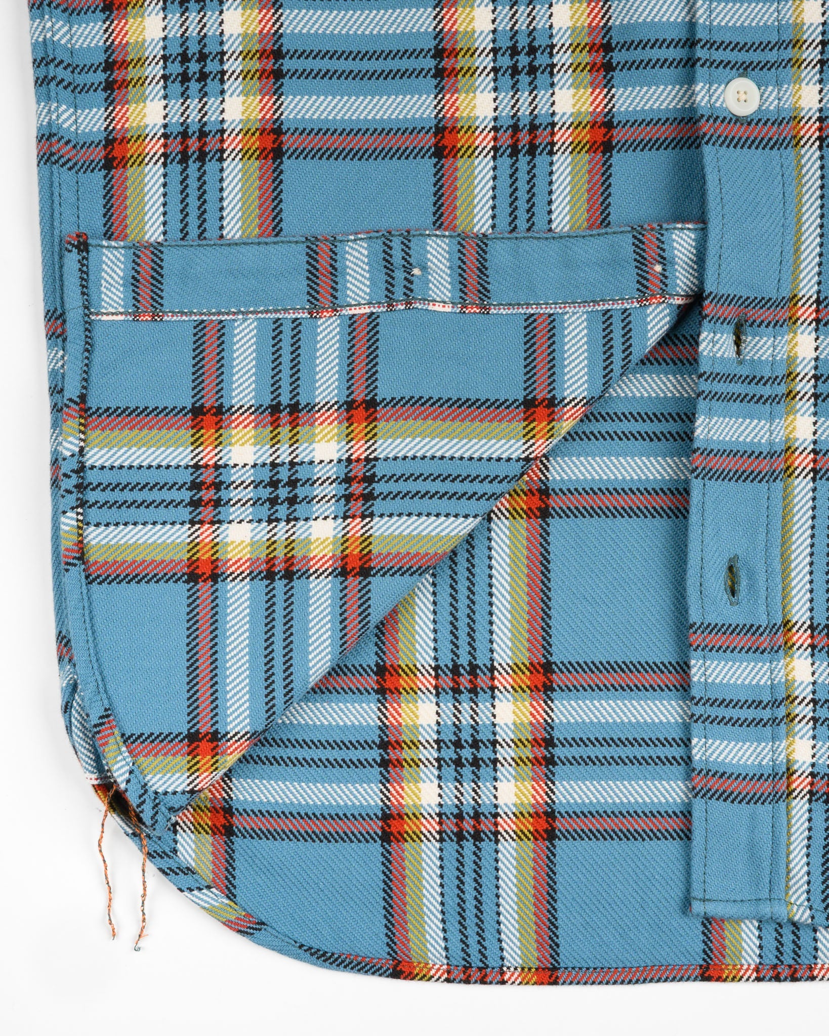 IHSH-442-SAX 9oz Selvedge Flannel Check Work Shirt Sax Blue