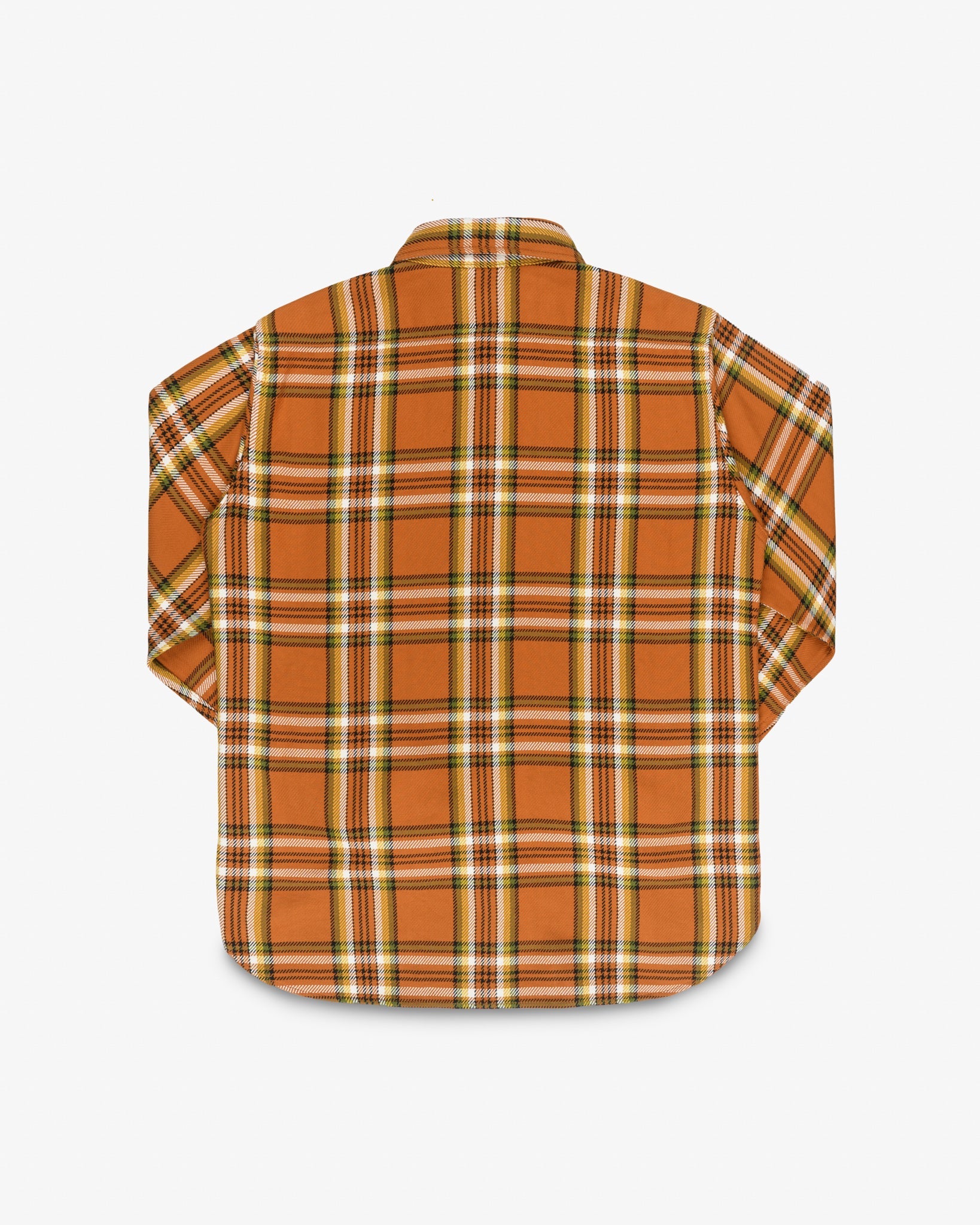 IHSH-442-ORA 9oz Selvedge Flannel Check Work Shirt Orange