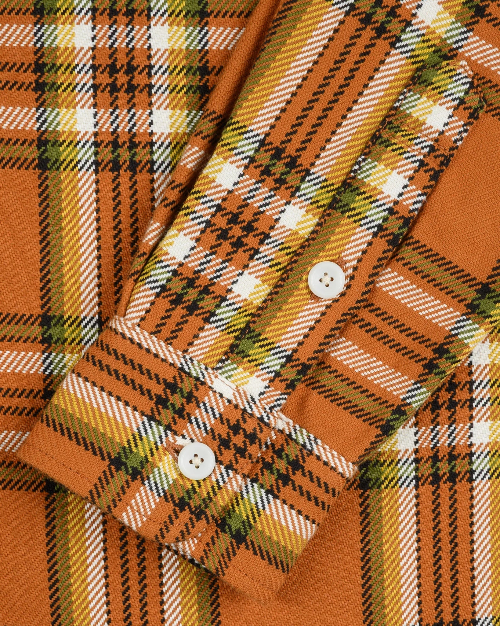 IHSH-442-ORA 9oz Selvedge Flannel Check Work Shirt Orange