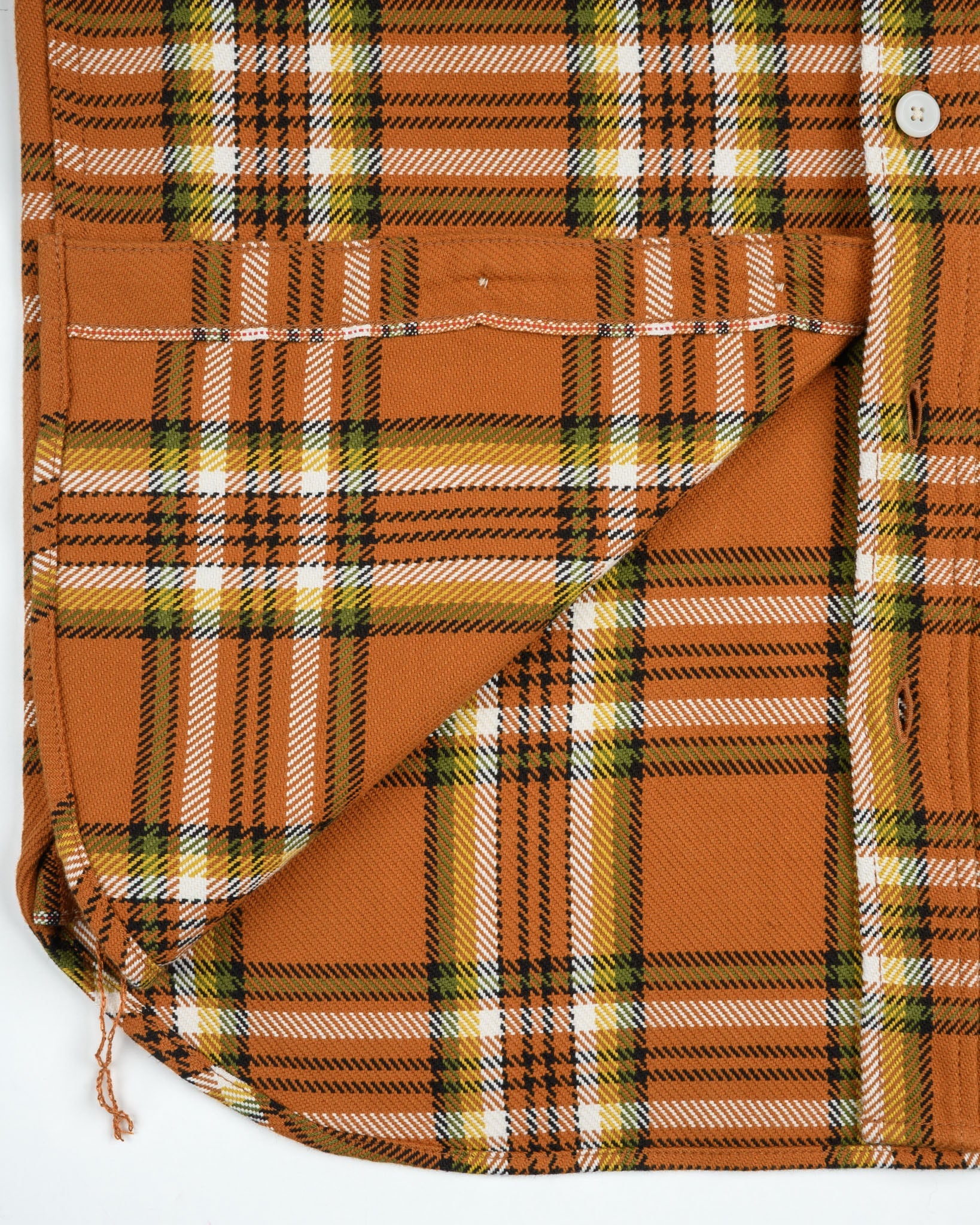 IHSH-442-ORA 9oz Selvedge Flannel Check Work Shirt Orange