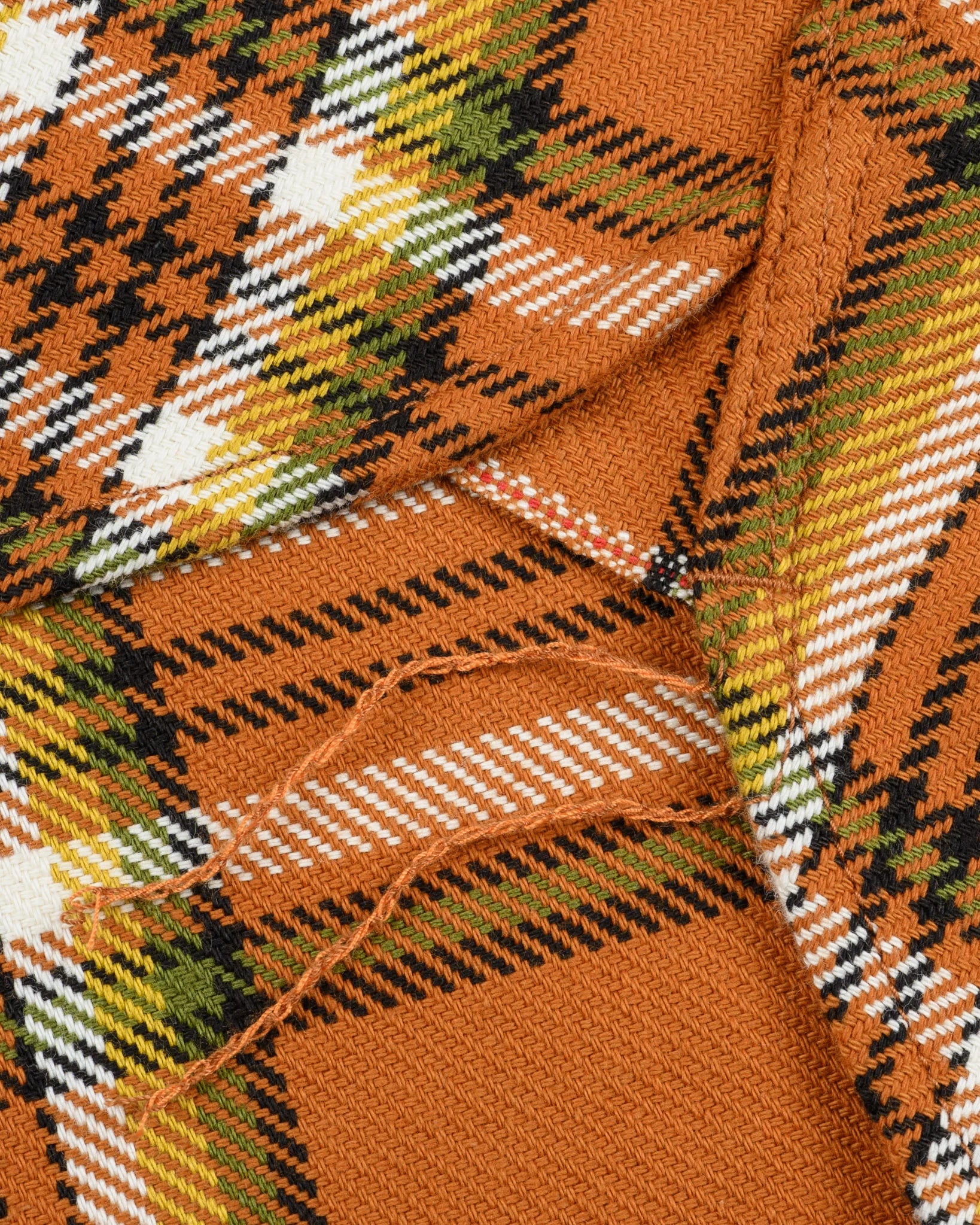 IHSH-442-ORA 9oz Selvedge Flannel Check Work Shirt Orange