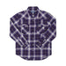 Purple and white plaid shirt on a white background