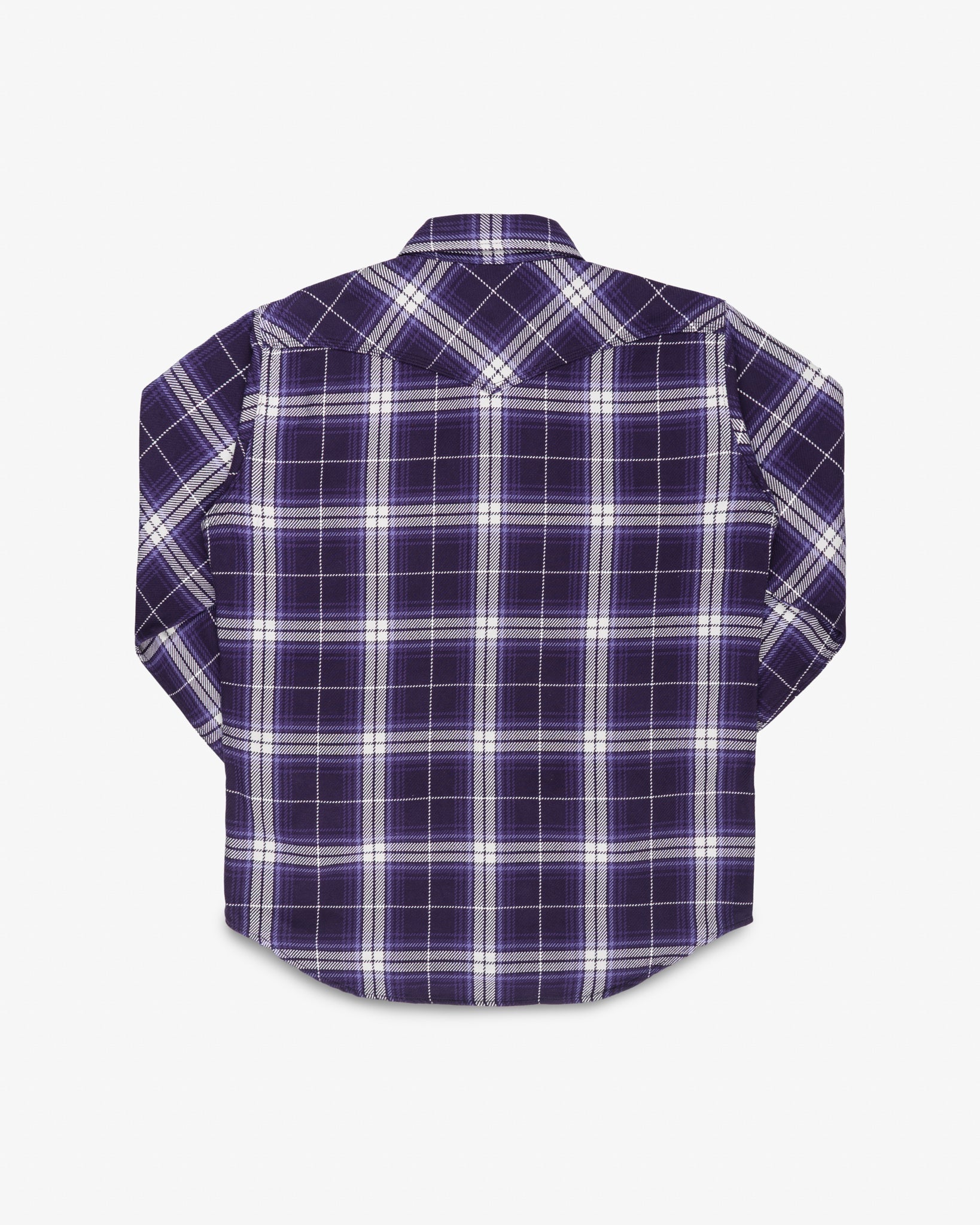 IHSH-439-PUR 9oz Selvedge Flannel Check Western Shirt Purple