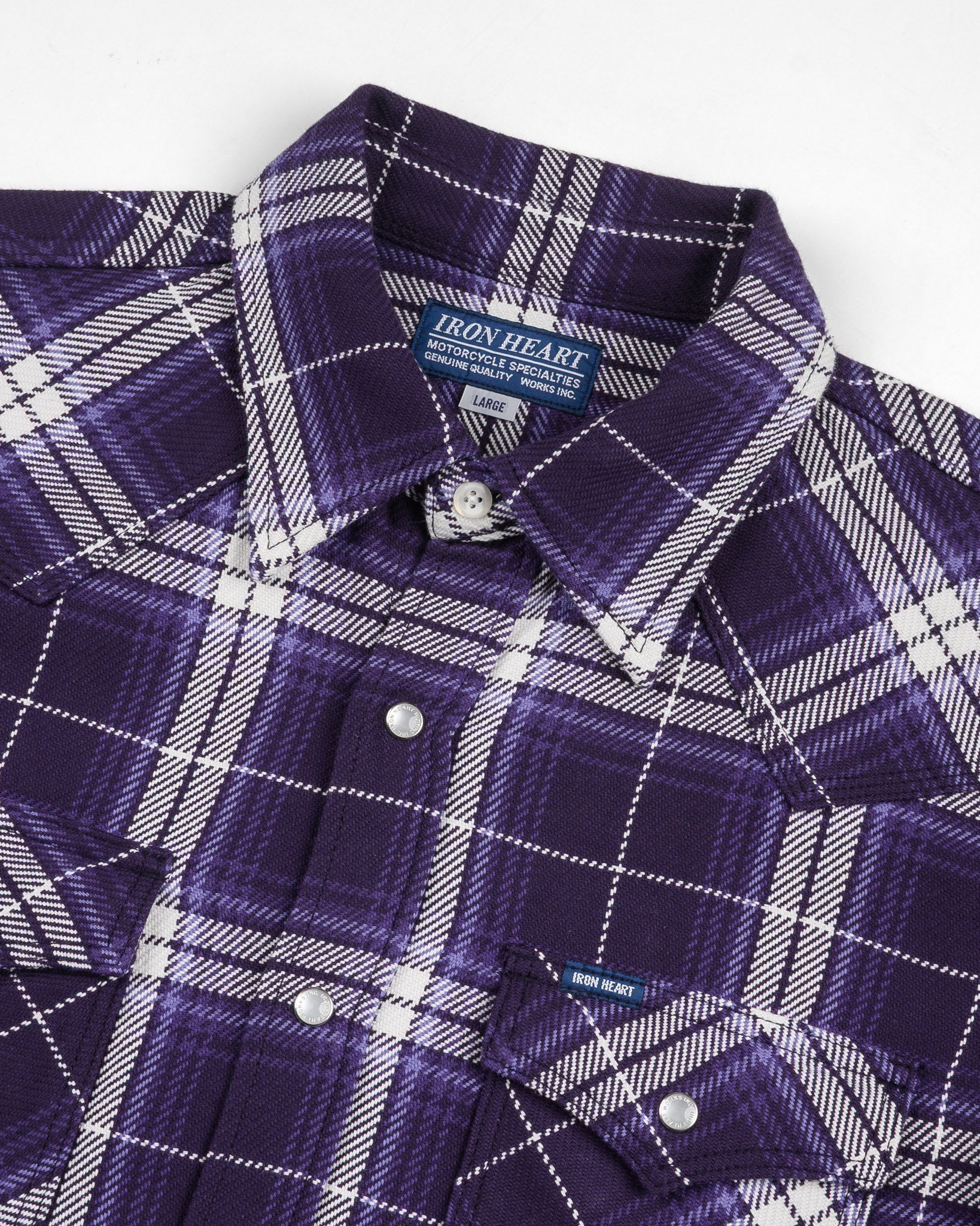 IHSH-439-PUR 9oz Selvedge Flannel Check Western Shirt Purple
