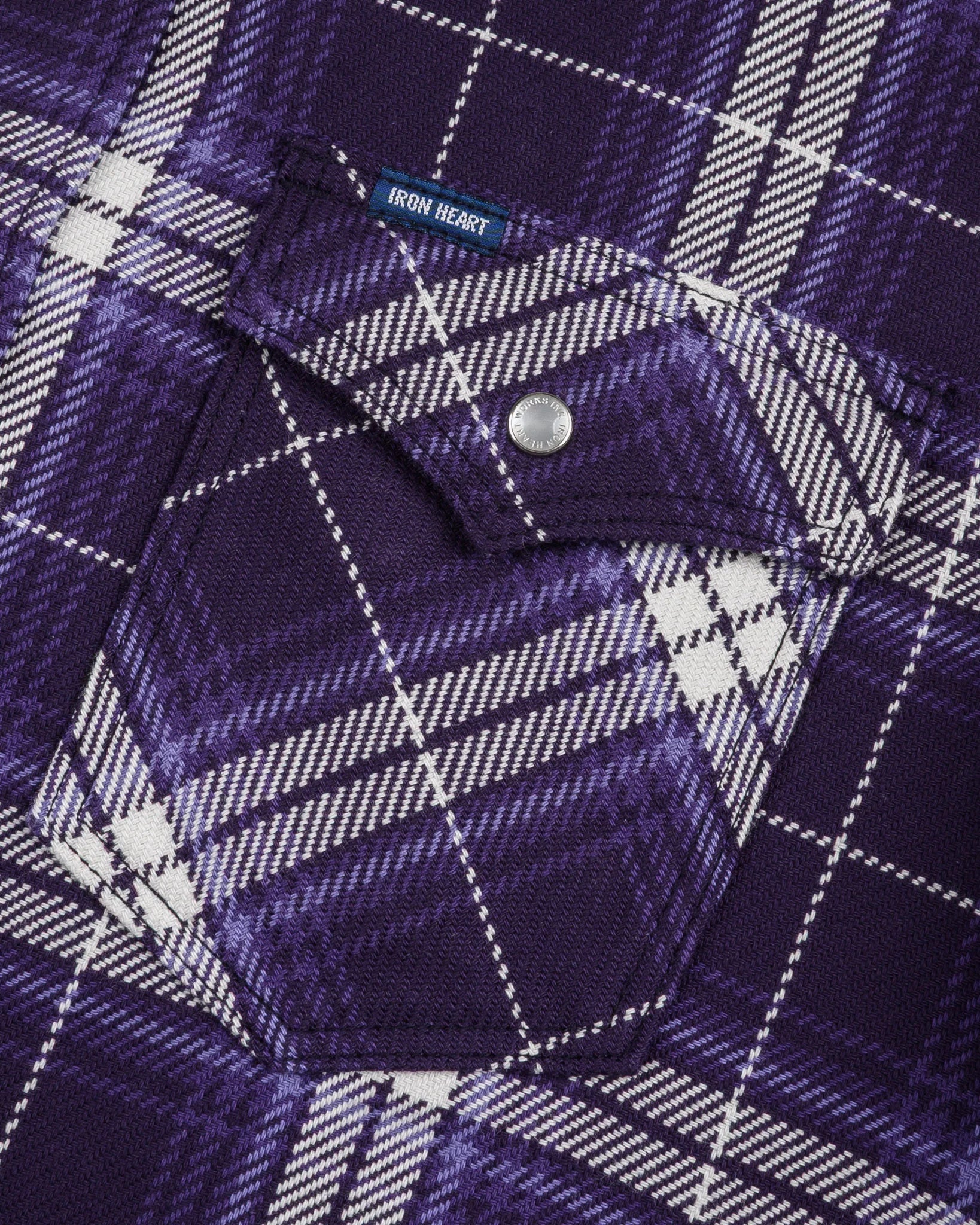 IHSH-439-PUR 9oz Selvedge Flannel Check Western Shirt Purple