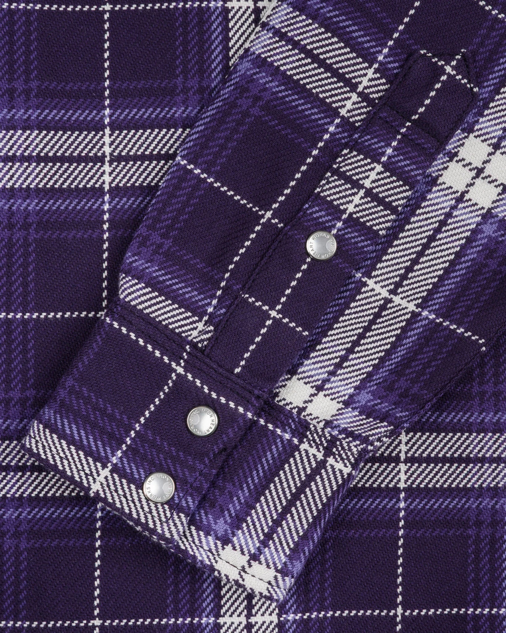 IHSH-439-PUR 9oz Selvedge Flannel Check Western Shirt Purple