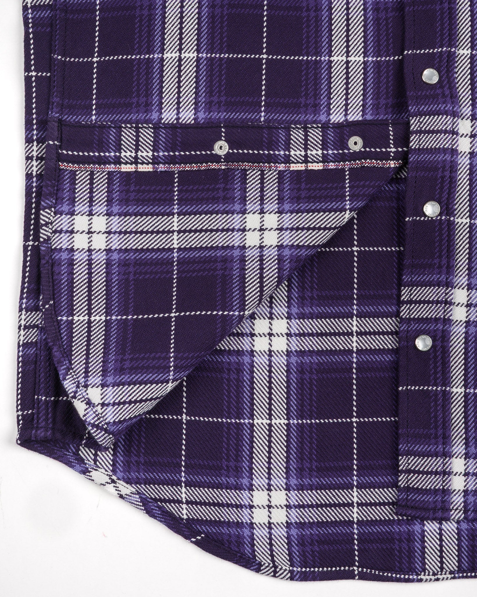 IHSH-439-PUR 9oz Selvedge Flannel Check Western Shirt Purple