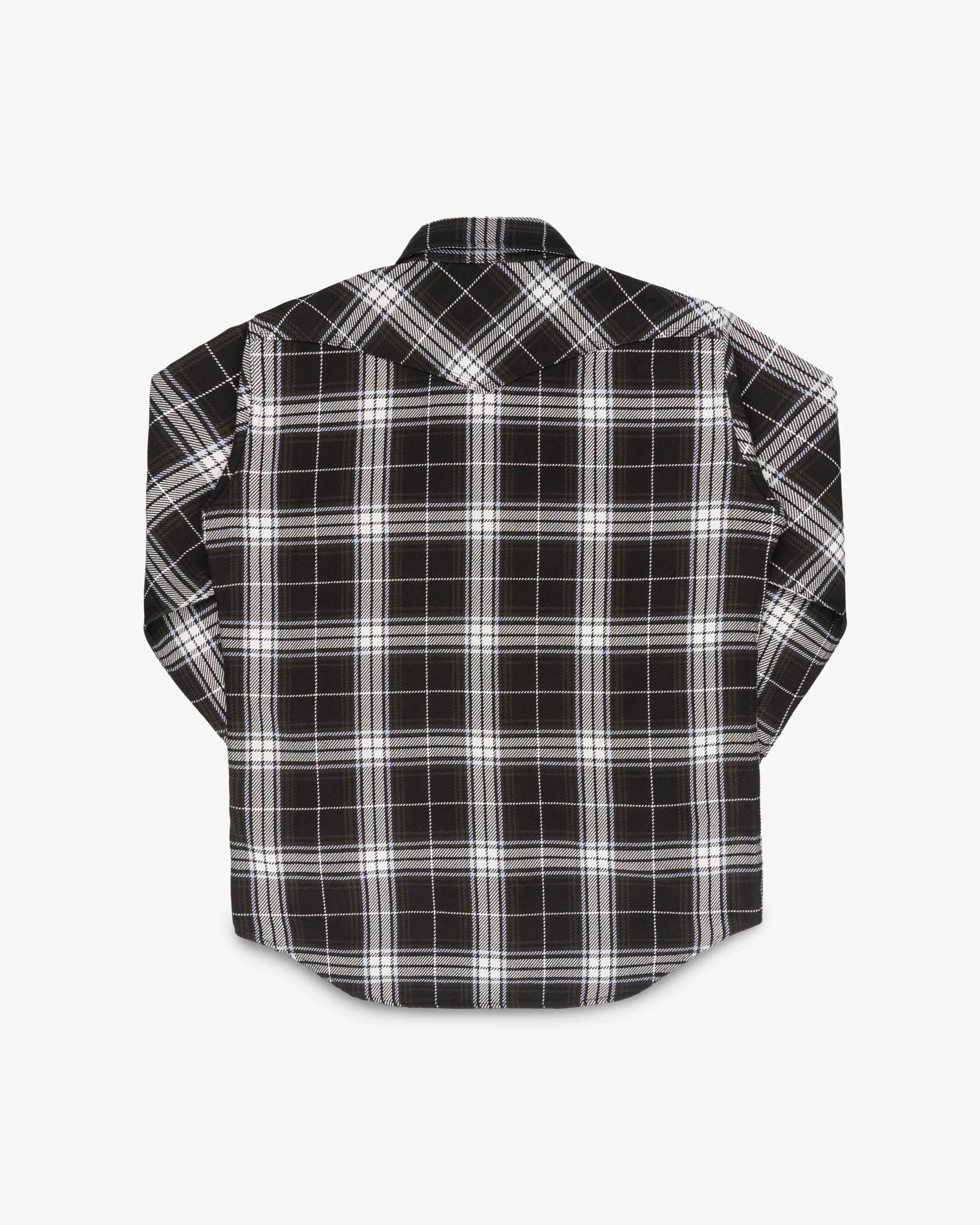 IHSH-439-BLK 9oz Selvedge Flannel Check Western Shirt Black