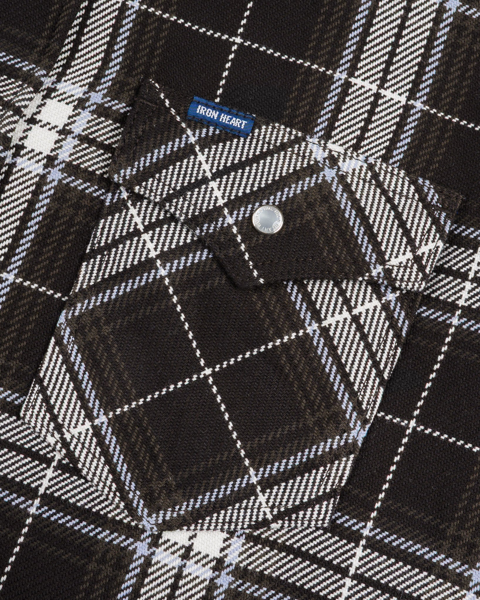 IHSH-439-BLK 9oz Selvedge Flannel Check Western Shirt Black
