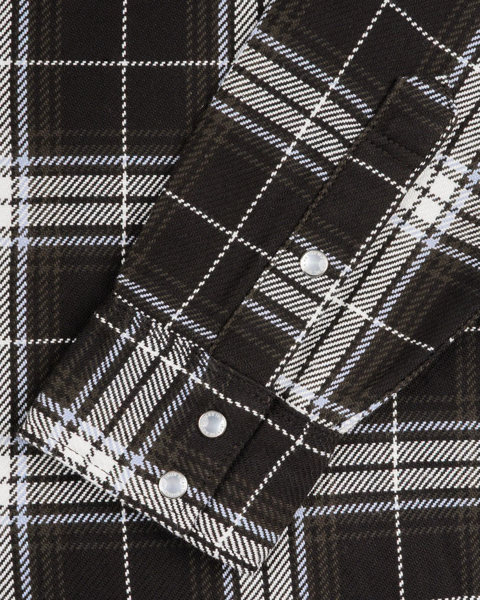 IHSH-439-BLK 9oz Selvedge Flannel Check Western Shirt Black