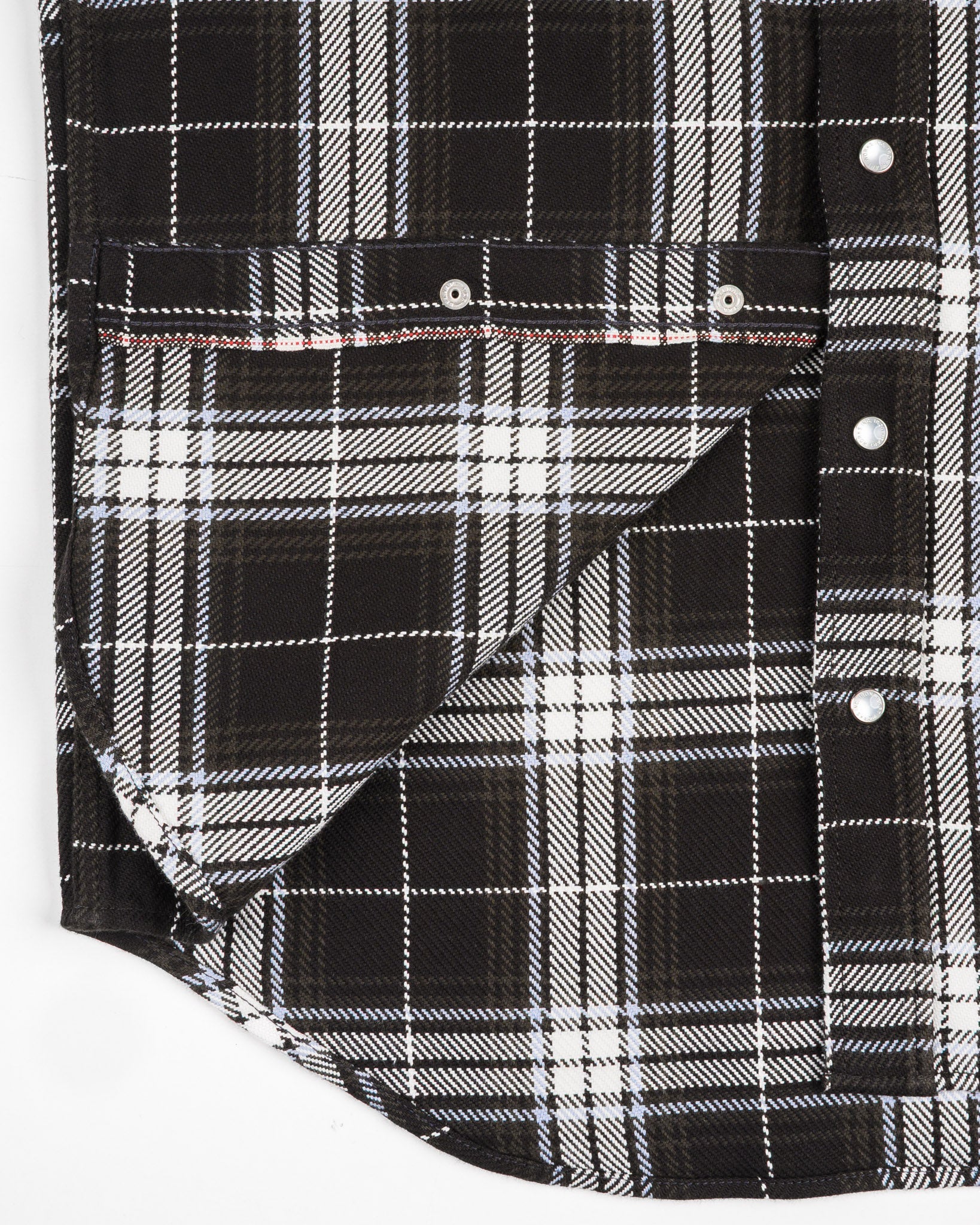 IHSH-439-BLK 9oz Selvedge Flannel Check Western Shirt Black