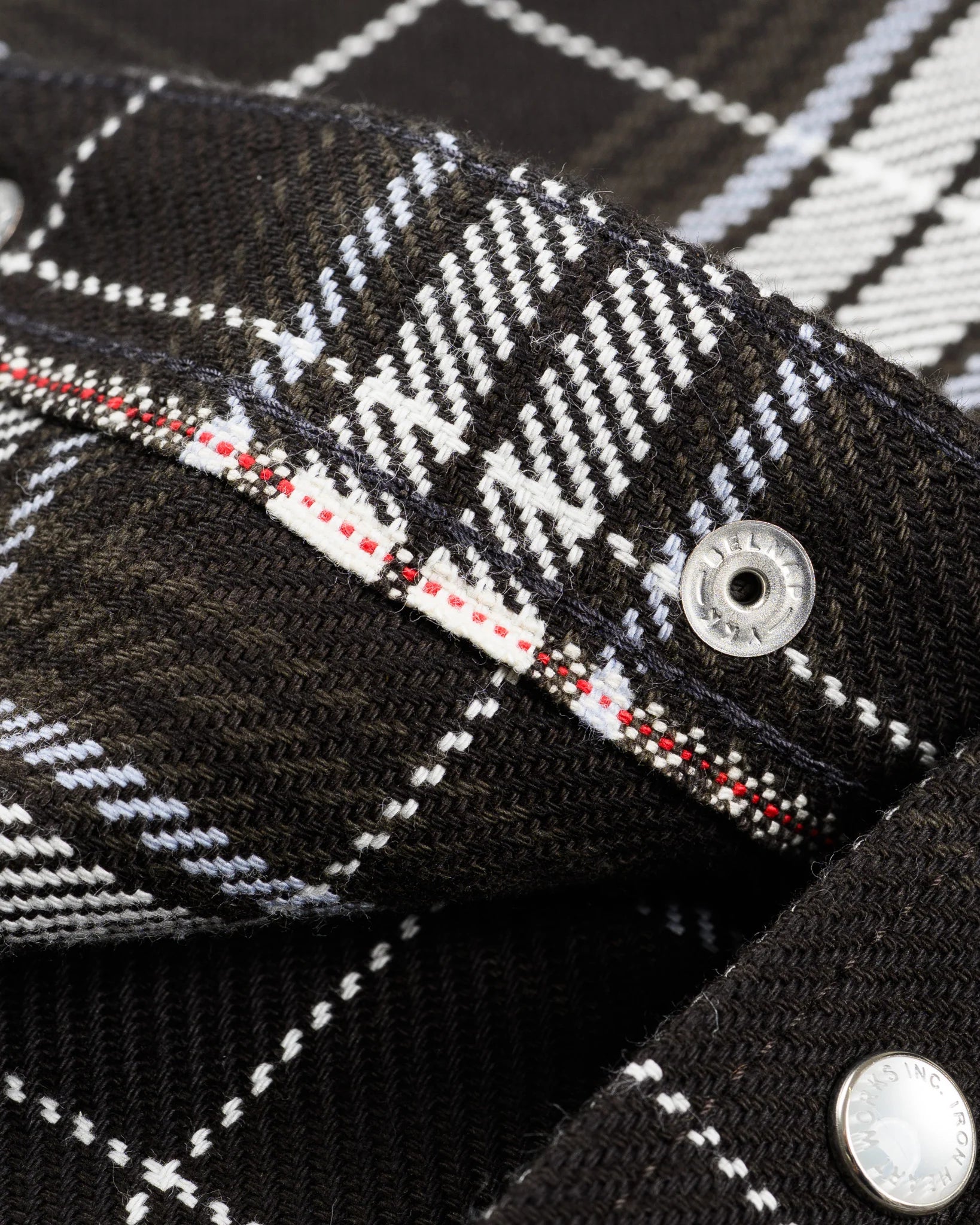 IHSH-439-BLK 9oz Selvedge Flannel Check Western Shirt Black