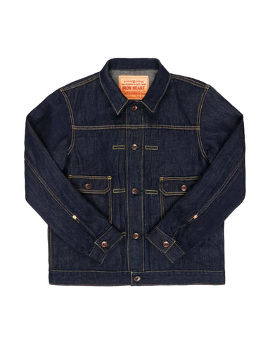 Dark blue denim jacket on a white background