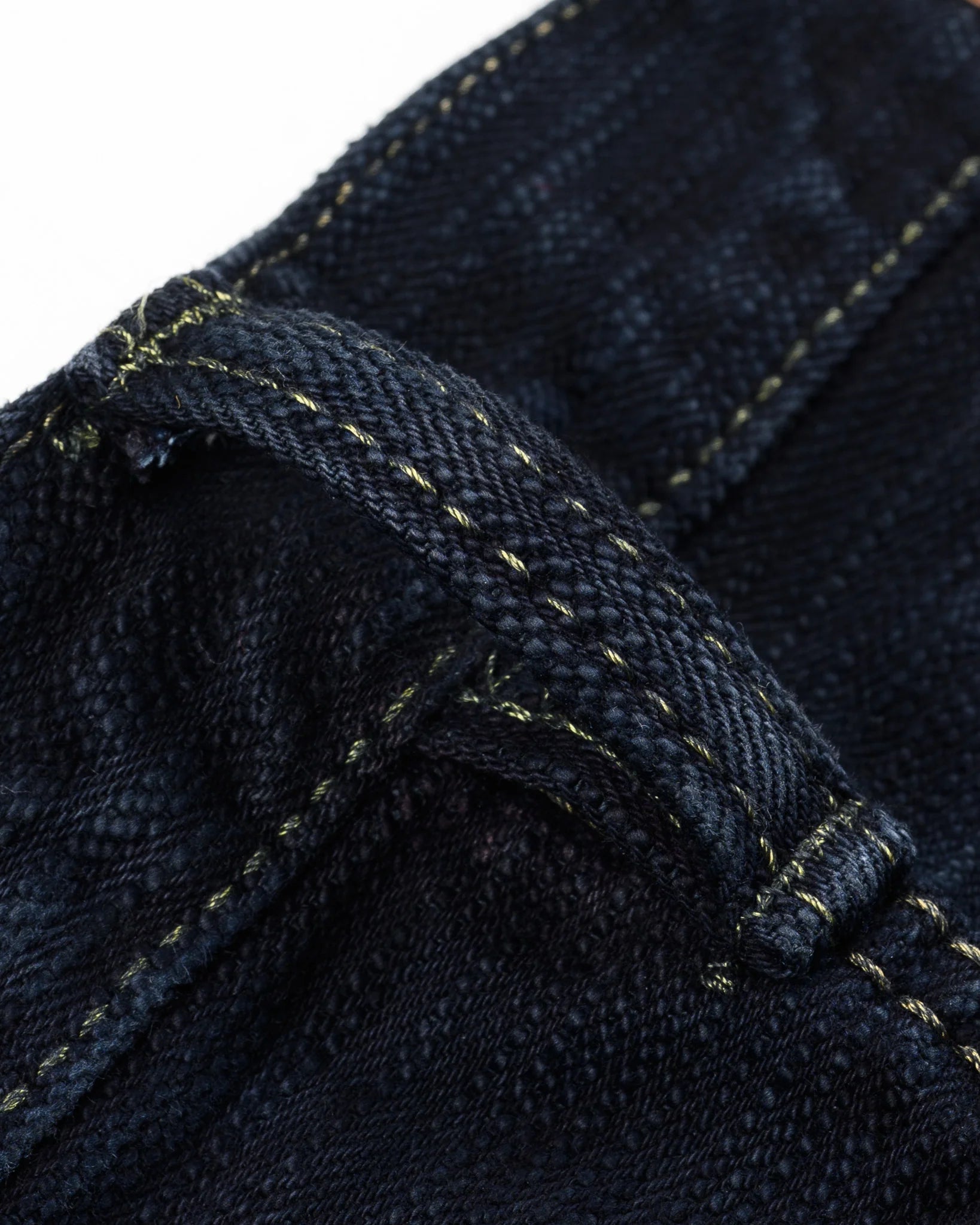 IH-666S-SLBod 16oz Slubby Selvedge Denim Slim Straight Cut Indigo Overdyed Black