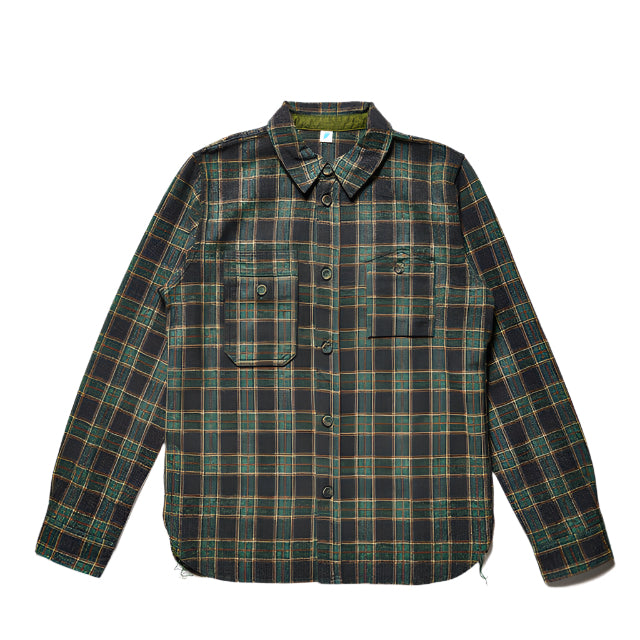 Cotton Tweed Check Double Pocket Shirt Green