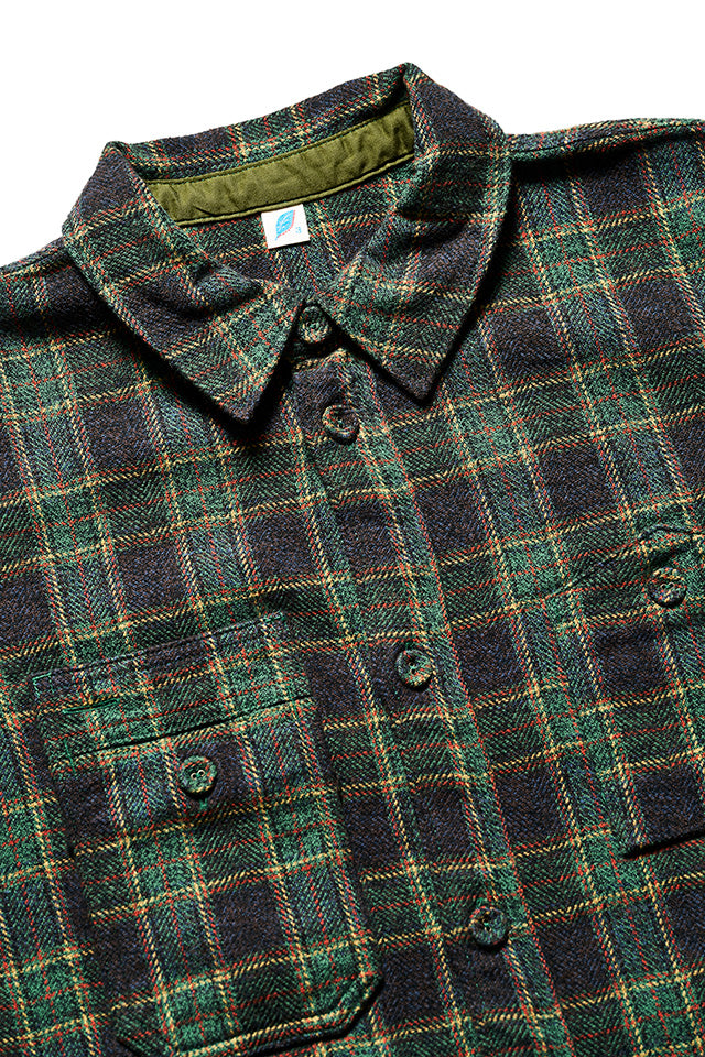 Cotton Tweed Check Double Pocket Shirt Green