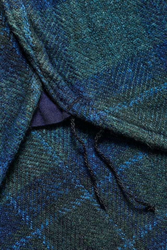 2235-BR Cotton Tweed Over Dye Shirt - Brown Check Indigo