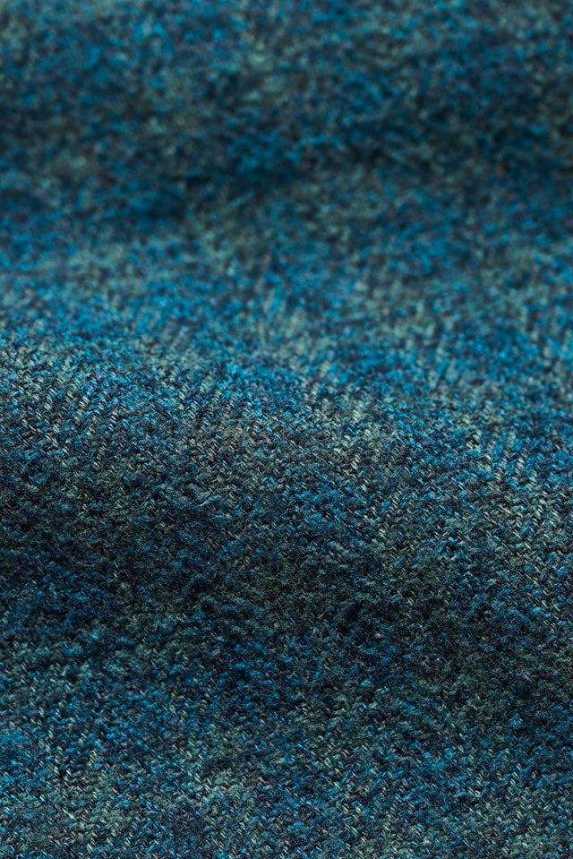 2235-GR Cotton Tweed Over Dye Shirt - Green Check Indigo