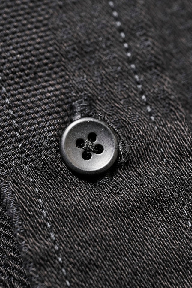 2239-ID Woven Jacquard BORO Patchwork Shirt - Double Black