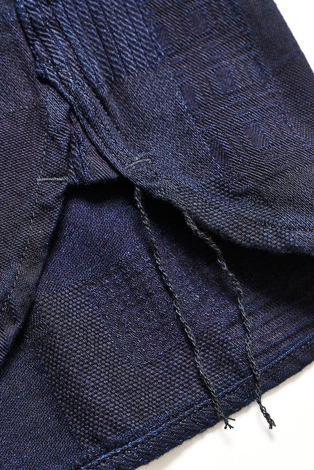 2239-ID Woven Jacquard BORO Patchwork Shirt - Double Indigo