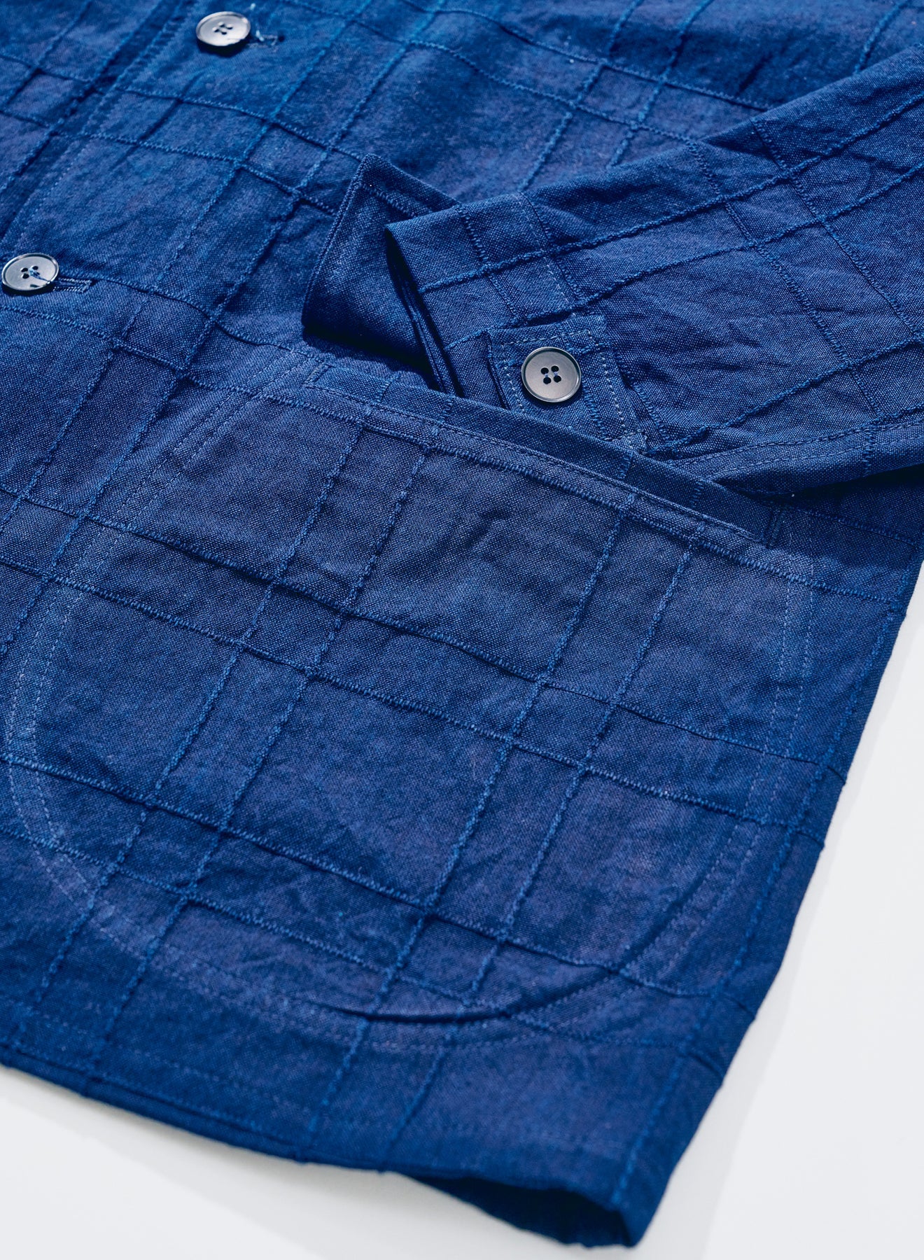SJSJK26-ARS Indigo Sashiko Lattice Dobby Jacket Blue